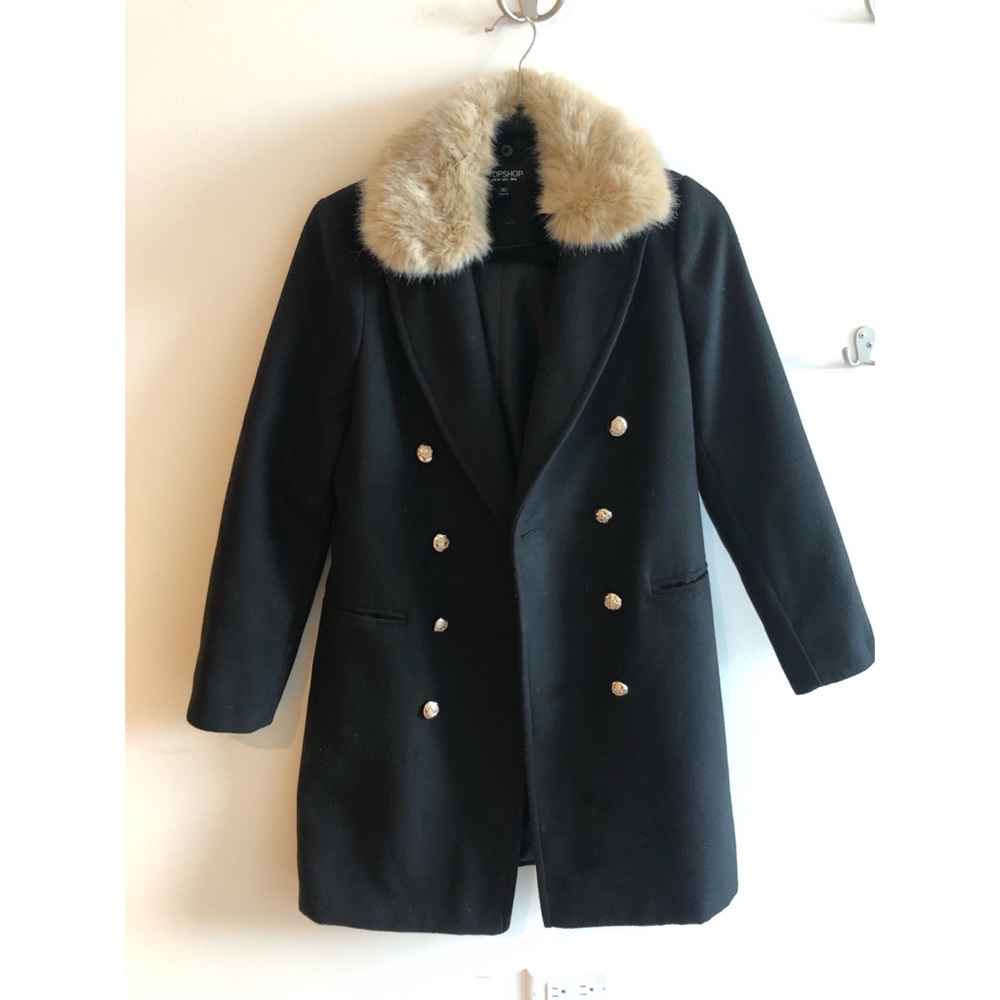 Top Shop pea coat with fur collar!